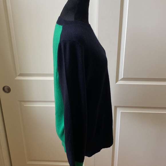 J. Crew Elbow Patch Cashmere Sweater - Size M, Blue and Green - Picture 3 of 7